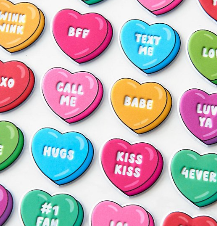 Puffy Candy Heart Stickers