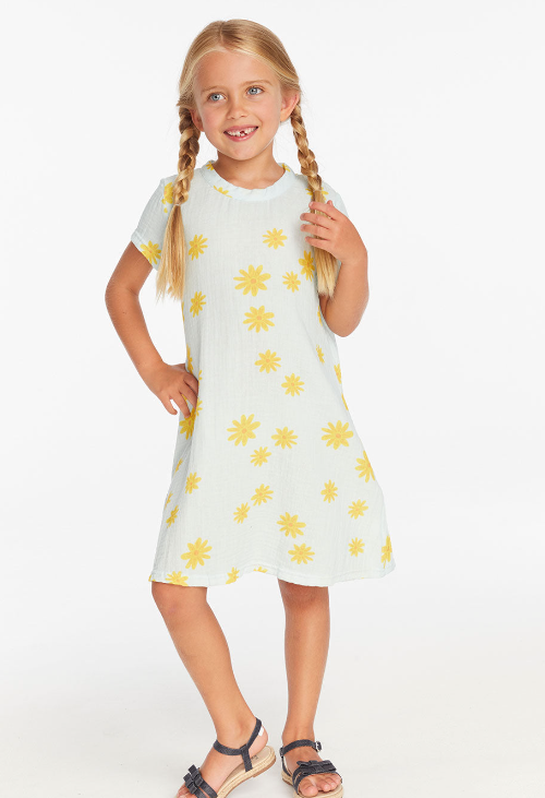 Powder Blue Daisy T Shirt Dress