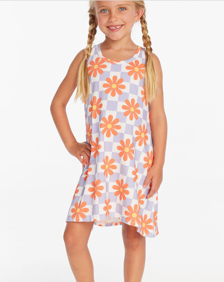 Checkered Floral Tank Dress