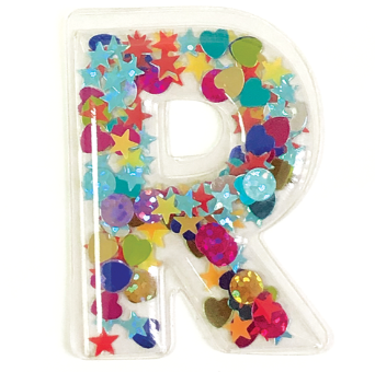 R Initial Confetti Sticker Patch