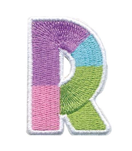 R Initial Color Block Sticker Patch