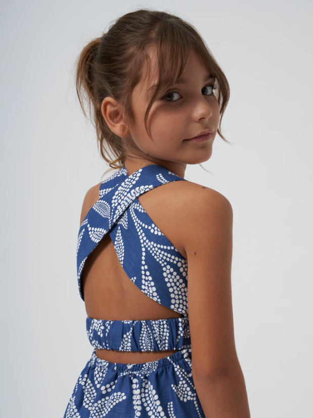 Blue Print Midi Dress | 6962