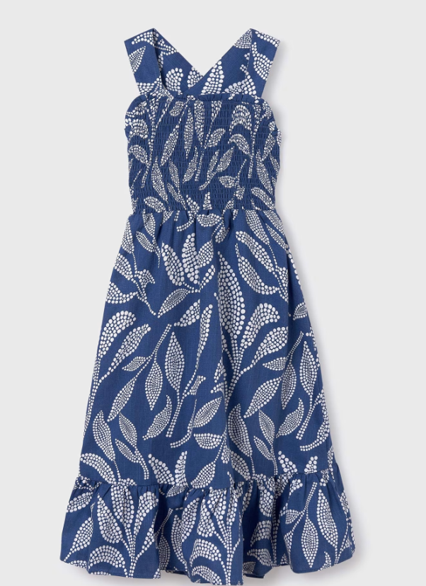 Blue Print Midi Dress | 6962