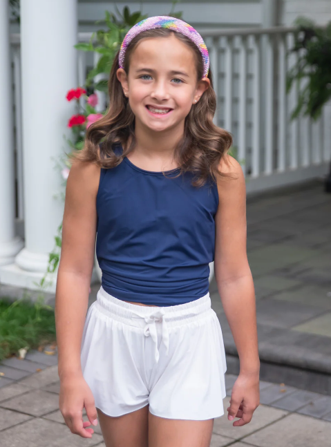 Navy Athleisure Tie Back Top