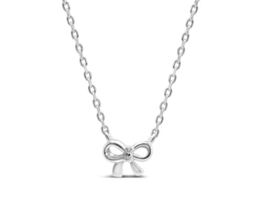Silver Just so Bow Necklace