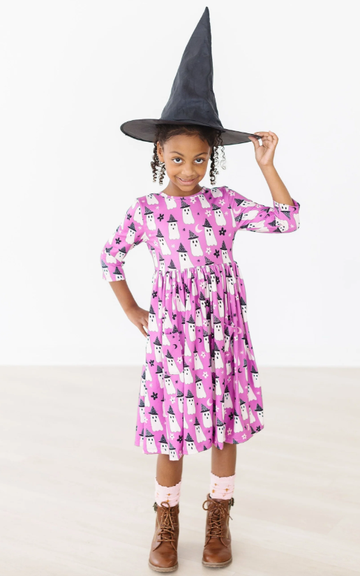 Witches Boo 3/4 Sleeve Pocket Twirl Dress