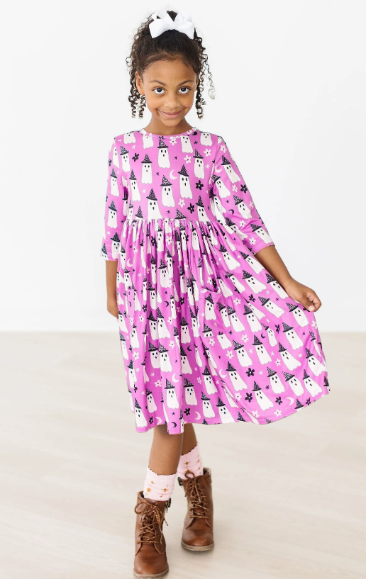 Witches Boo 3/4 Sleeve Pocket Twirl Dress
