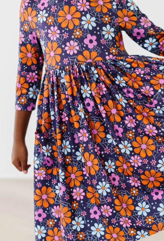 Haunted Garden 3/4 Sleeve Pocket Twirl Dress