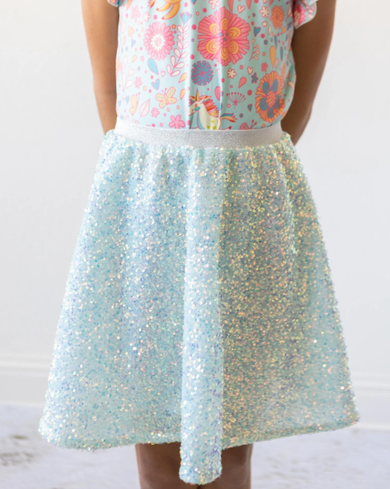 Aqua Sequin Twirl Skirt