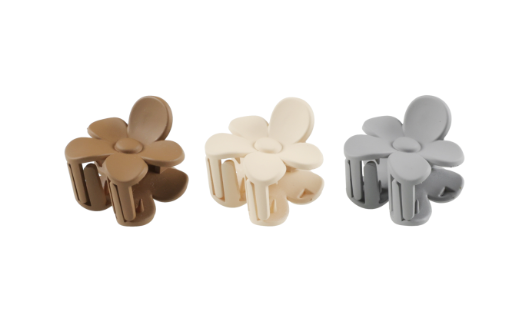 Flower Clip Set | Shell, Dusty Blue, Saddle