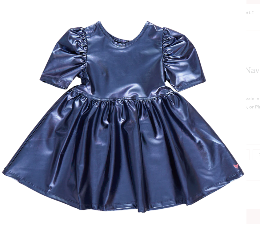 Navy Lame Laurie Dress  belle: a shop for girls