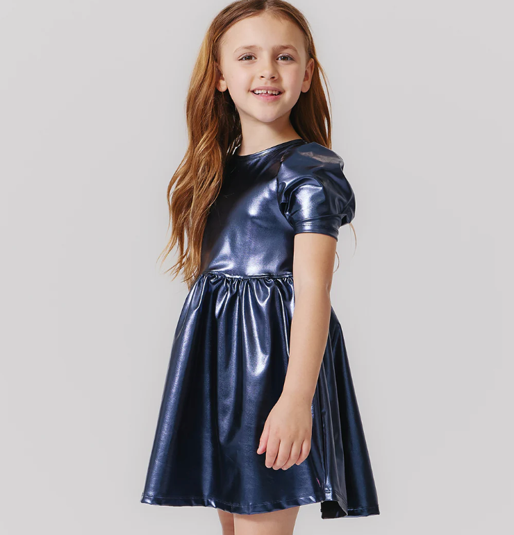 Navy Lame Laurie Dress