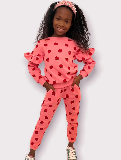 Strawberry Ruffle Jogger Set