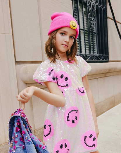 Pinkie Happy Emoji Sequin Dress
