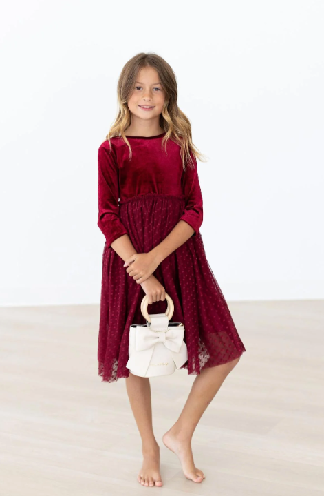 Cranberry Velvet Tutu Dress