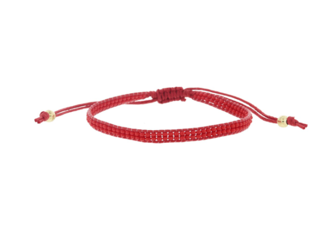 Thin Red Beaded Band Bracelet