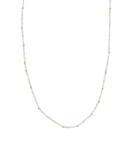 White Color Wheel 18k Plated Bead Necklace
