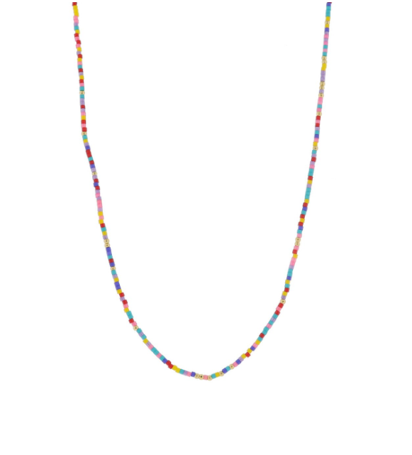 Multi Color Wheel 18k Plated Bead Necklace