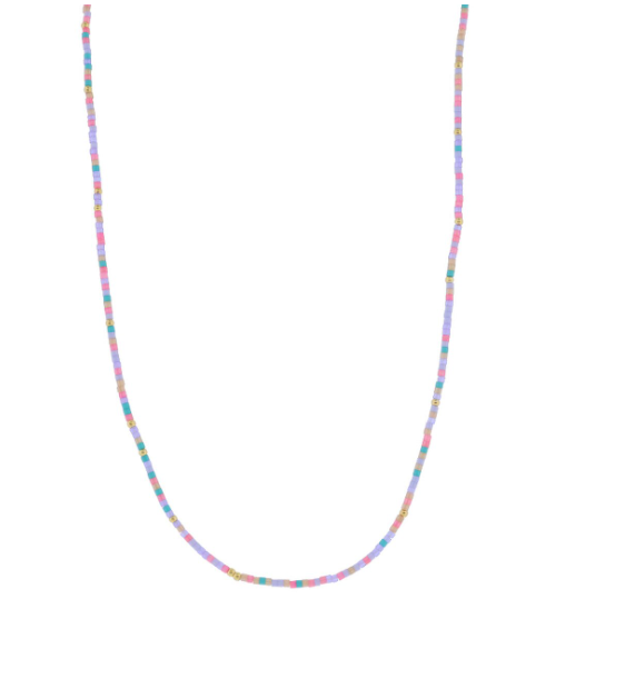 Pastel Muti Color Wheel 18k Plated Bead Necklace