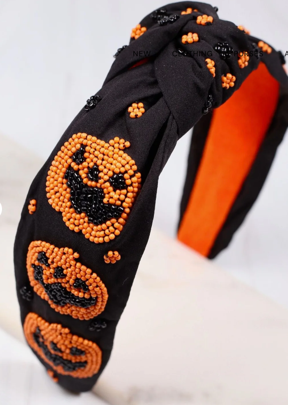 Jack O Lantern Beaded Headband