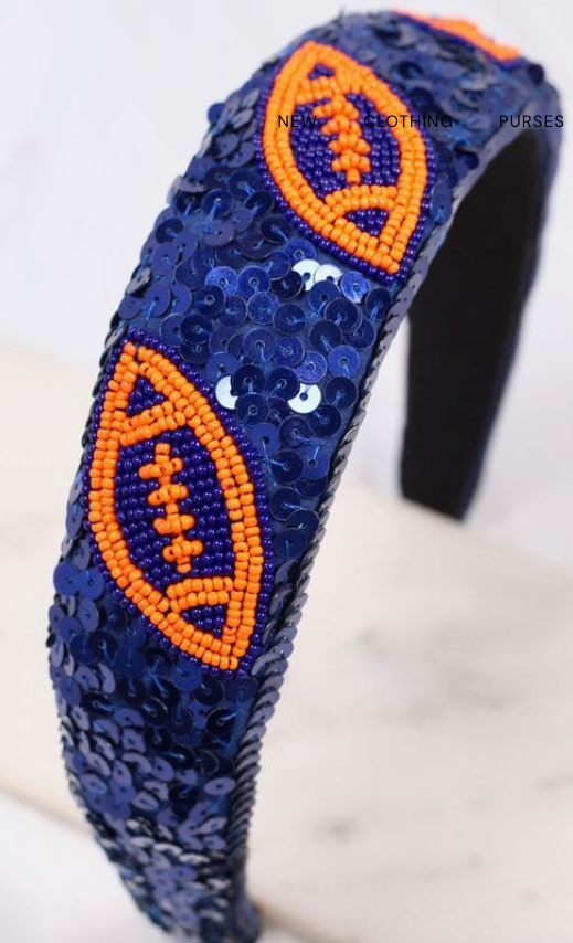 Blue Punt Football Sequin Headband