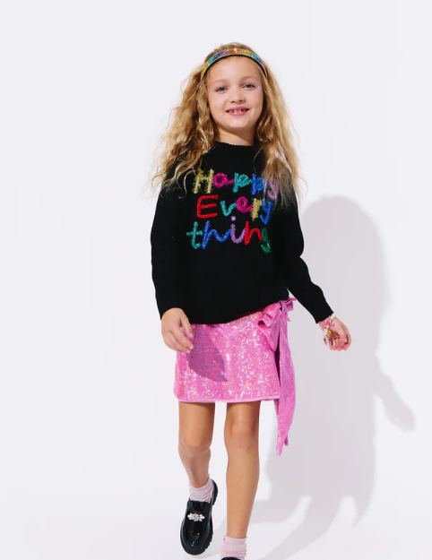 White Happy Everything Tinsel Sweater