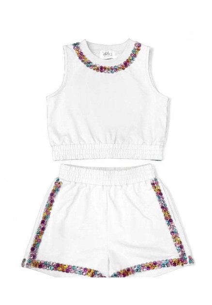White Rainbow Gem Short Set