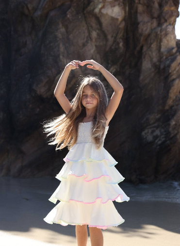 Rainbow Tiered Bow Dress