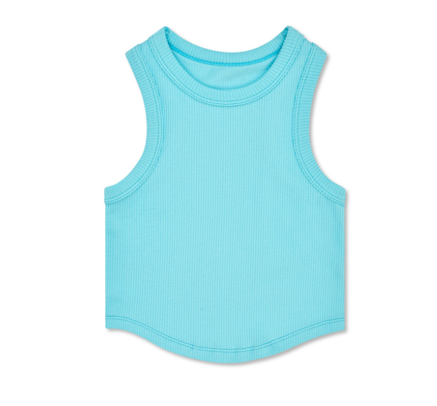 Ice Blue Cropped Racer Back Top
