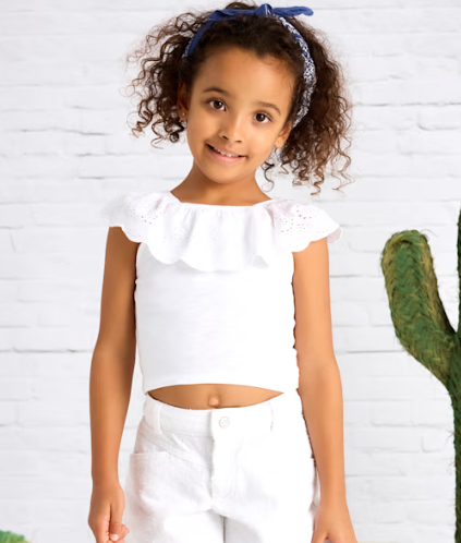 White Flutter Sleeve Top | 3012