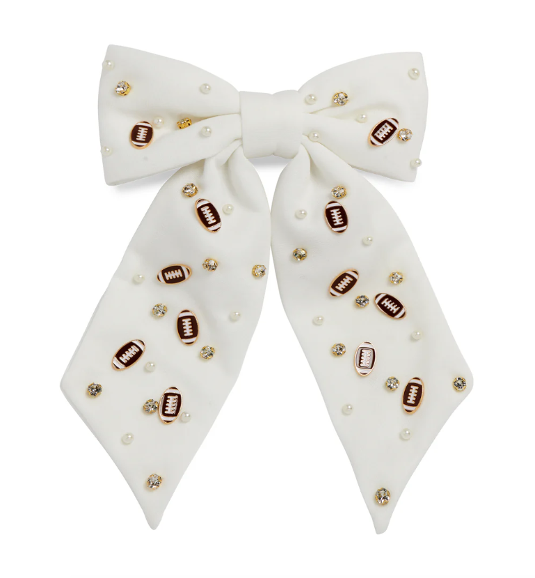 Ivory Game Day Charm Bow Clip