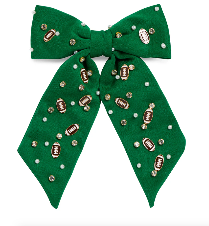 Green Game Day Charm Bow Clip