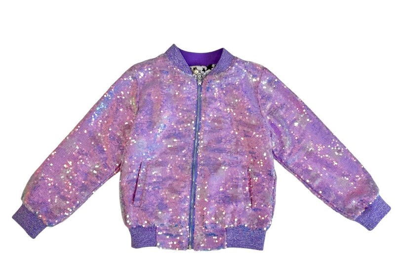 Lavender Stars Sequin Bomber