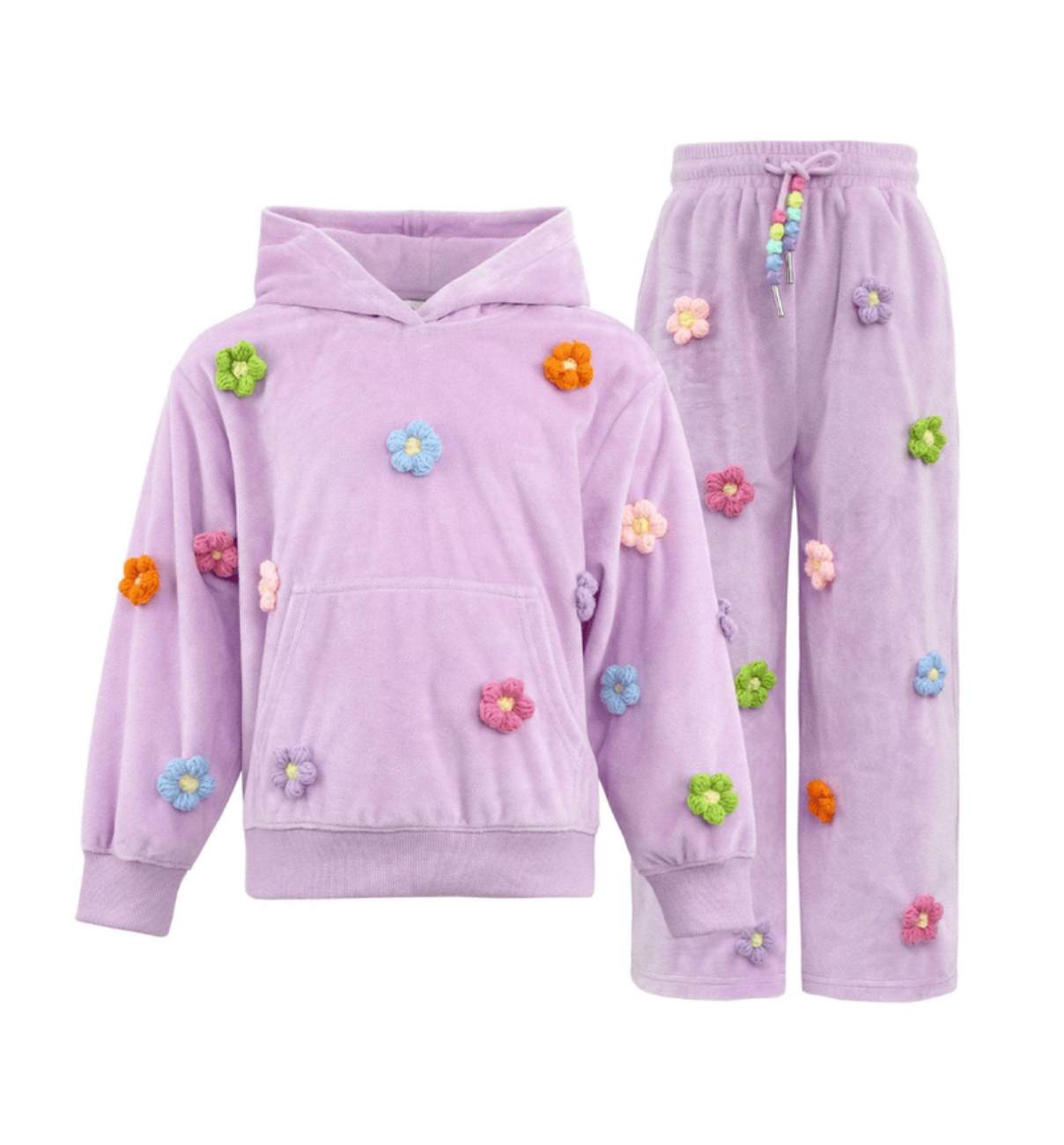 3D Rainbow Daisy Velour Set