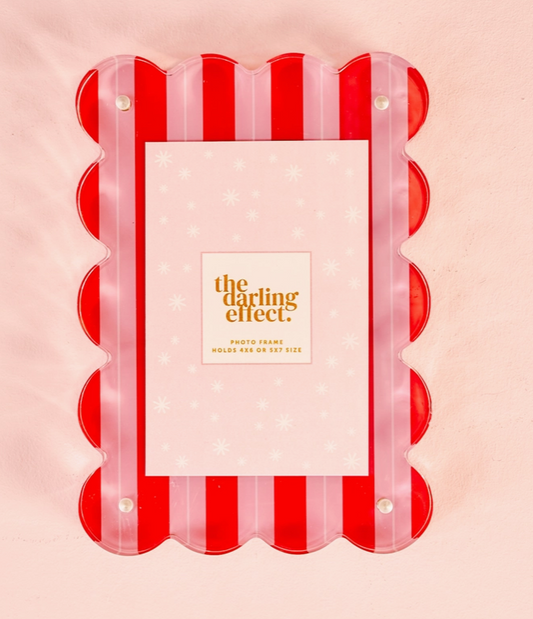 Rectangle Scalloped Acrylic Frame | Peppermint Stripes