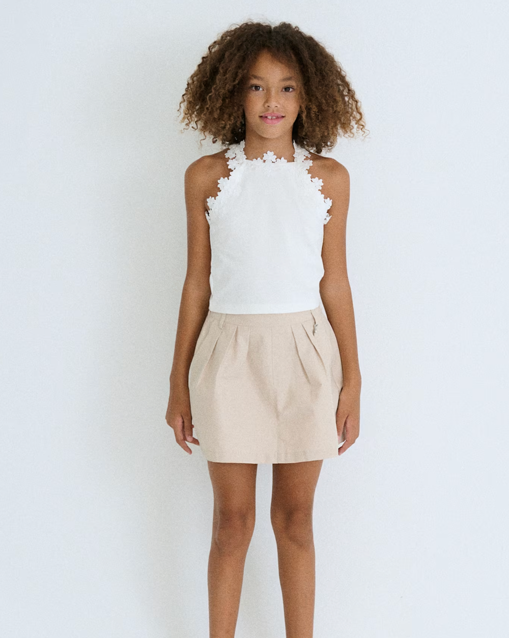 Flower Lace Trim Tank Top | White | 6015