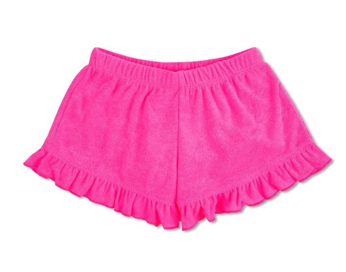 Hot Pink Terry Ruffled Shorts