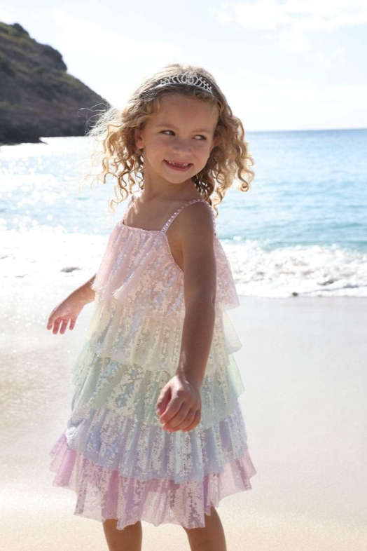 Rainbow Sequin Tiered Dress