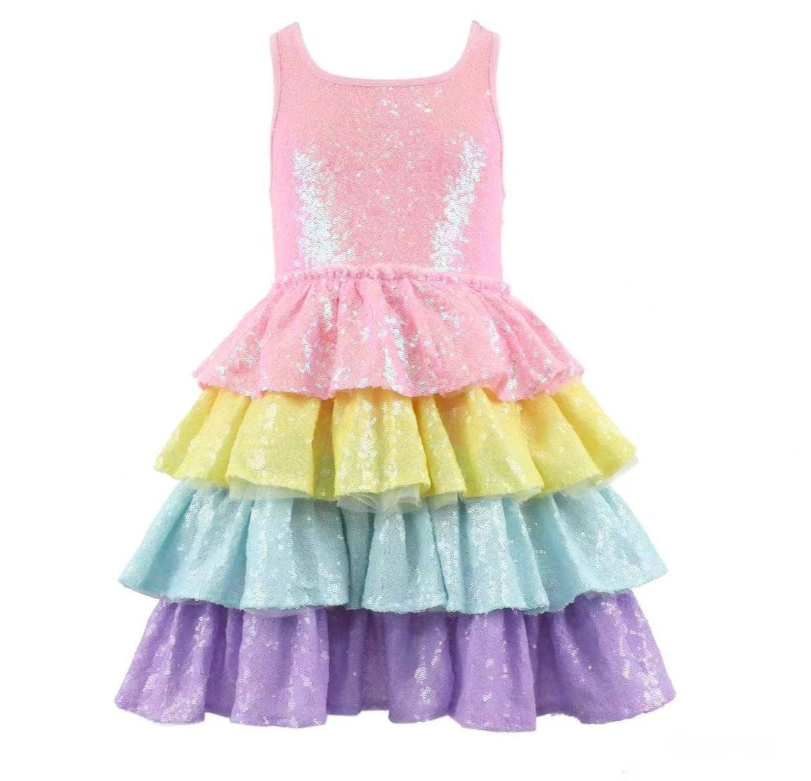 Rainbow Sequin Tiered Dream Dress – belle: a shop for girls