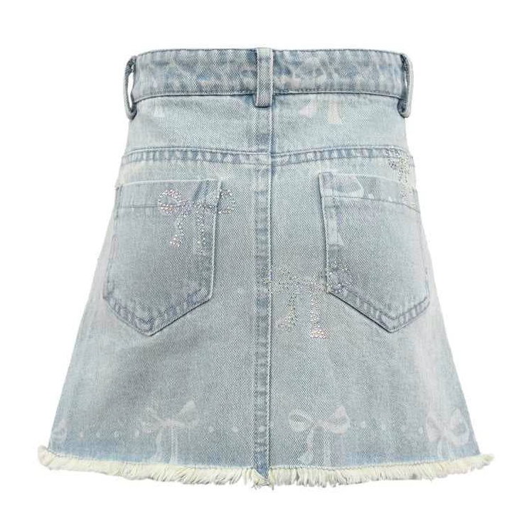 Sparkle Bows Denim Skirt