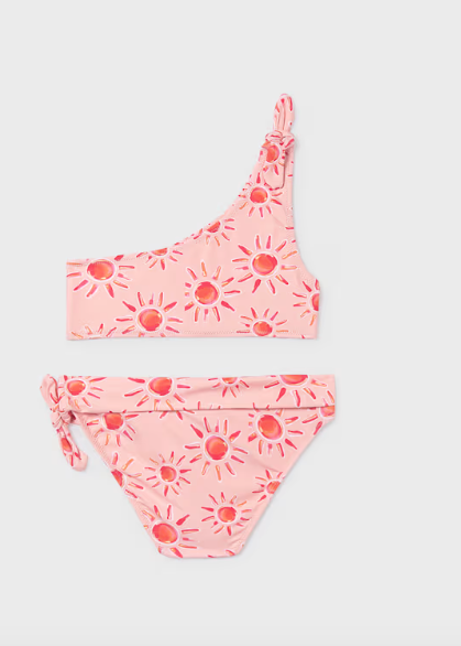 Pink Asymmetric Ruffle Bikini | 6776