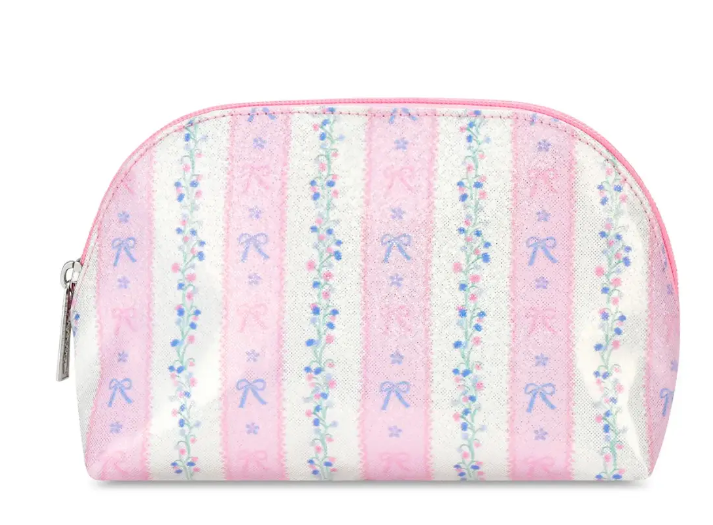 Floral Stripe Oval Cosmetic Bag