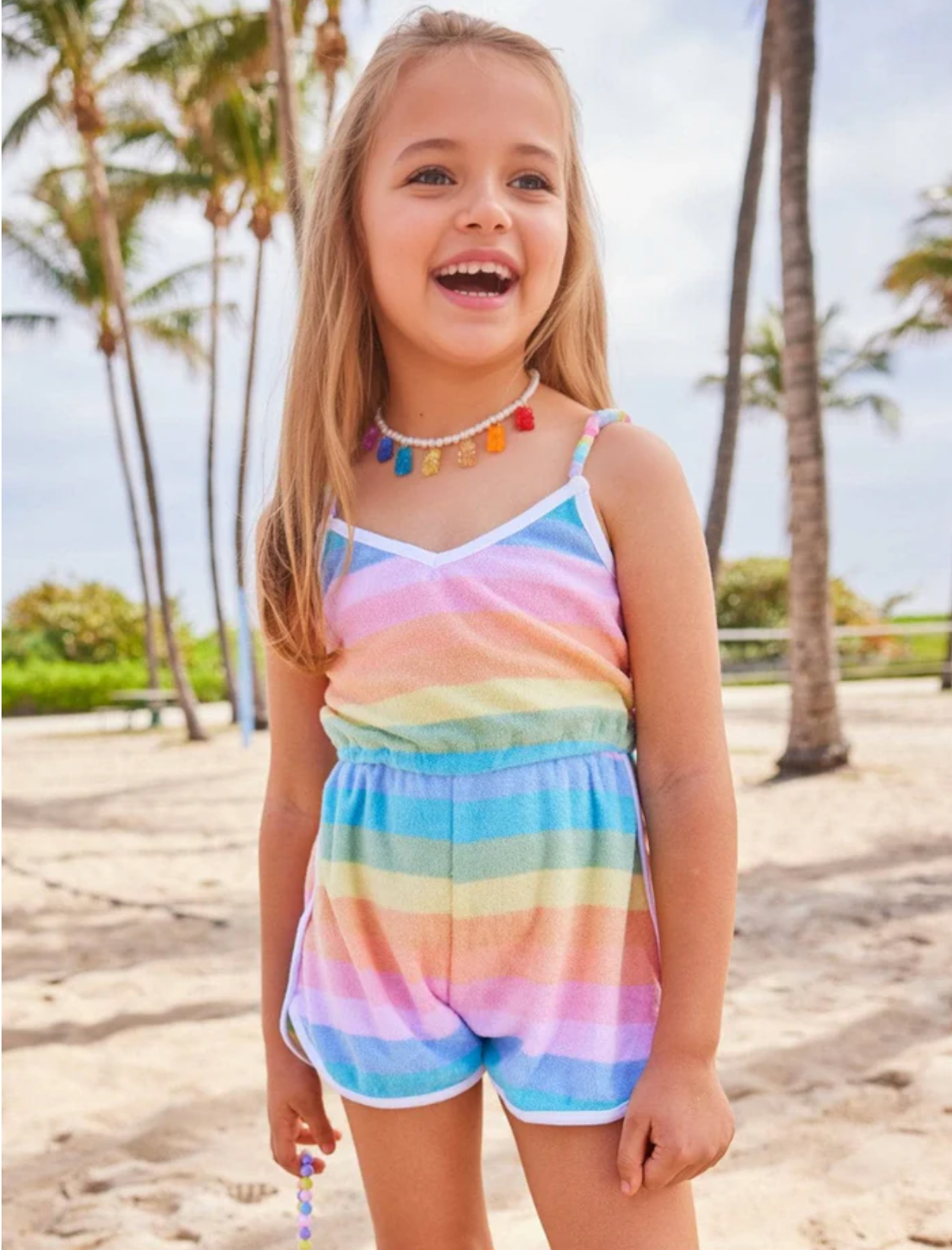 Pastel Ombre Beaded Hearts Romper