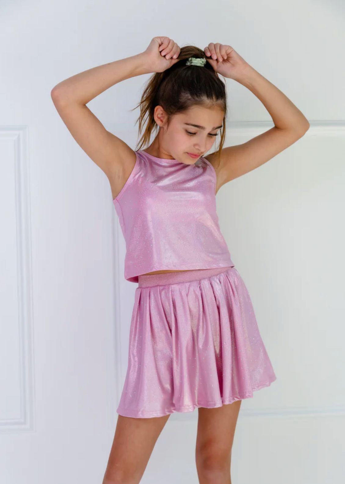 Pink Crystal Tennis Skort Set