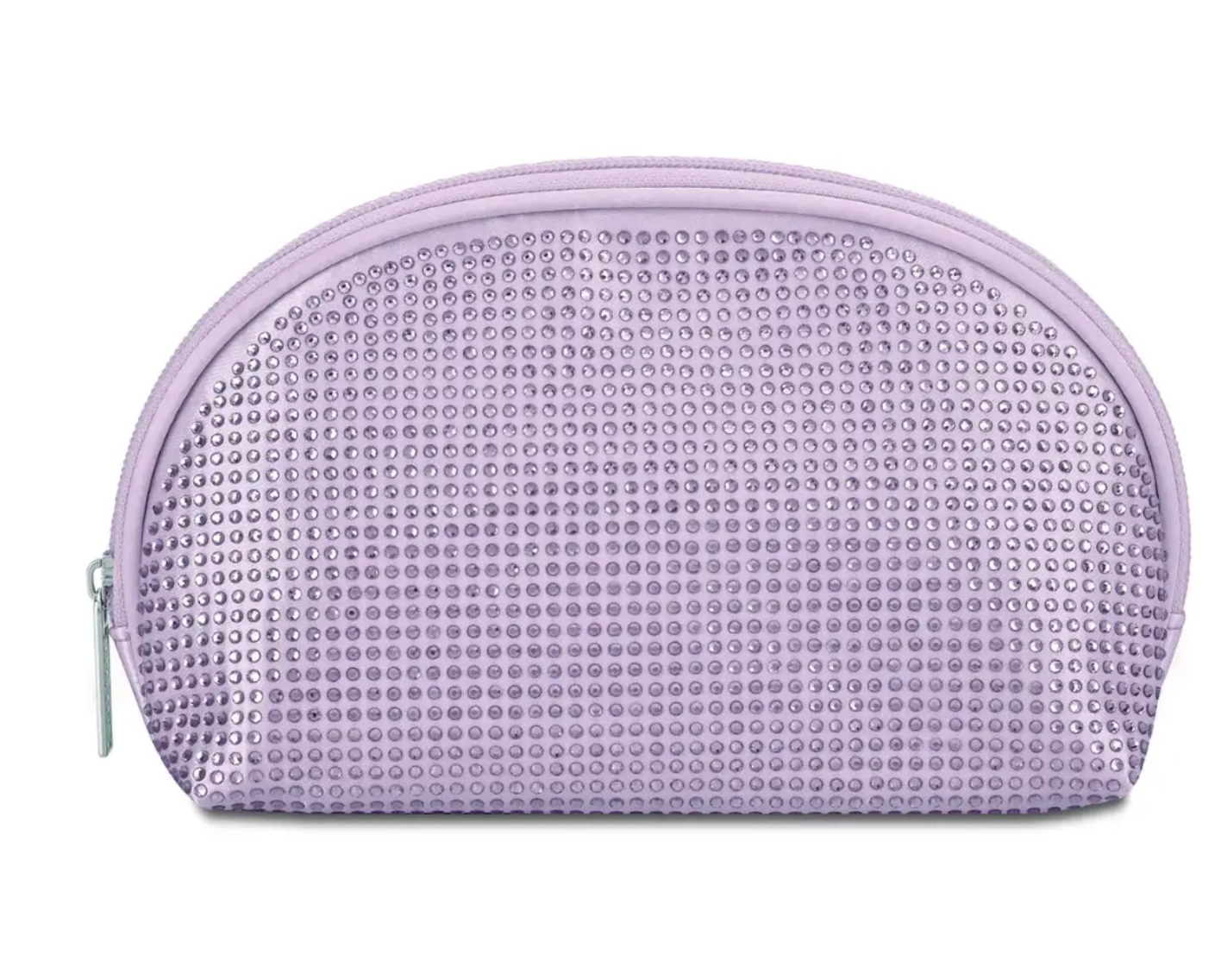 Lavender Rhinestone Oval Cosmetic Bag