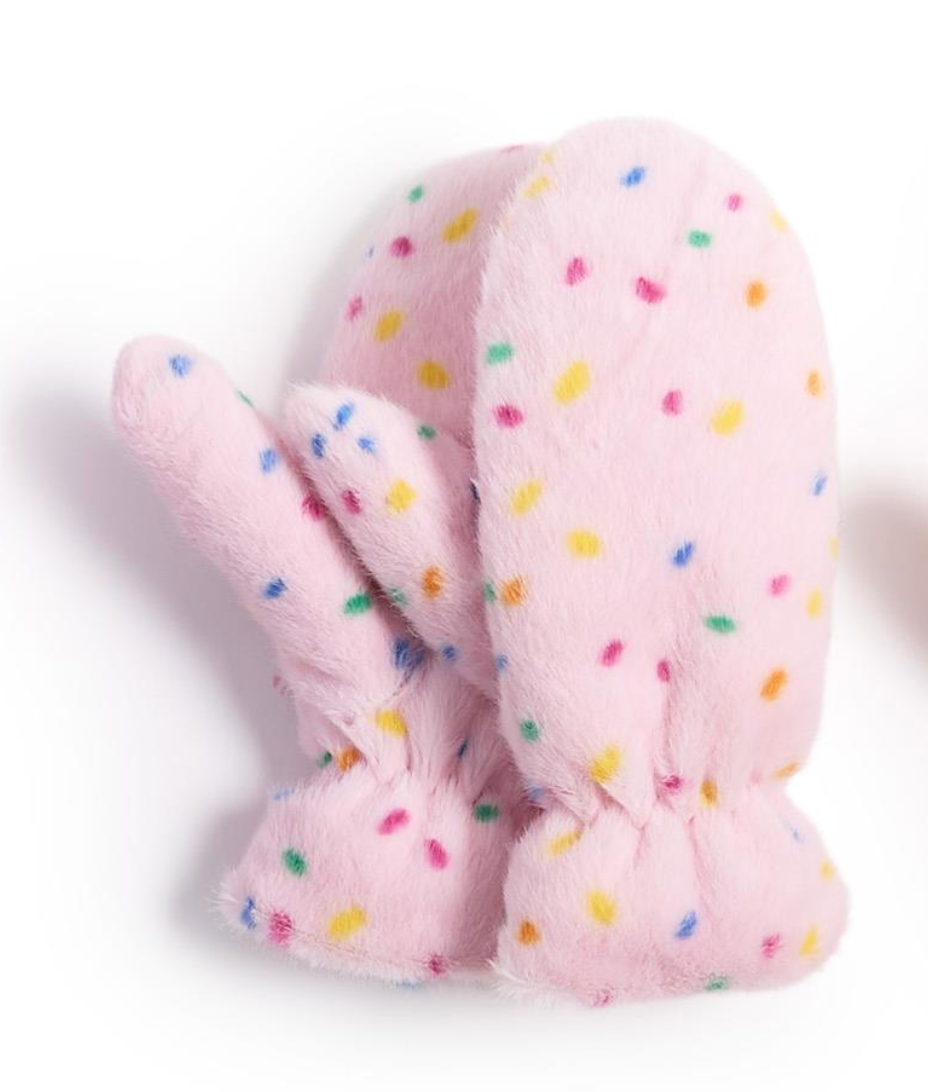 Sprinkle Faux Fur Mittens | Pink