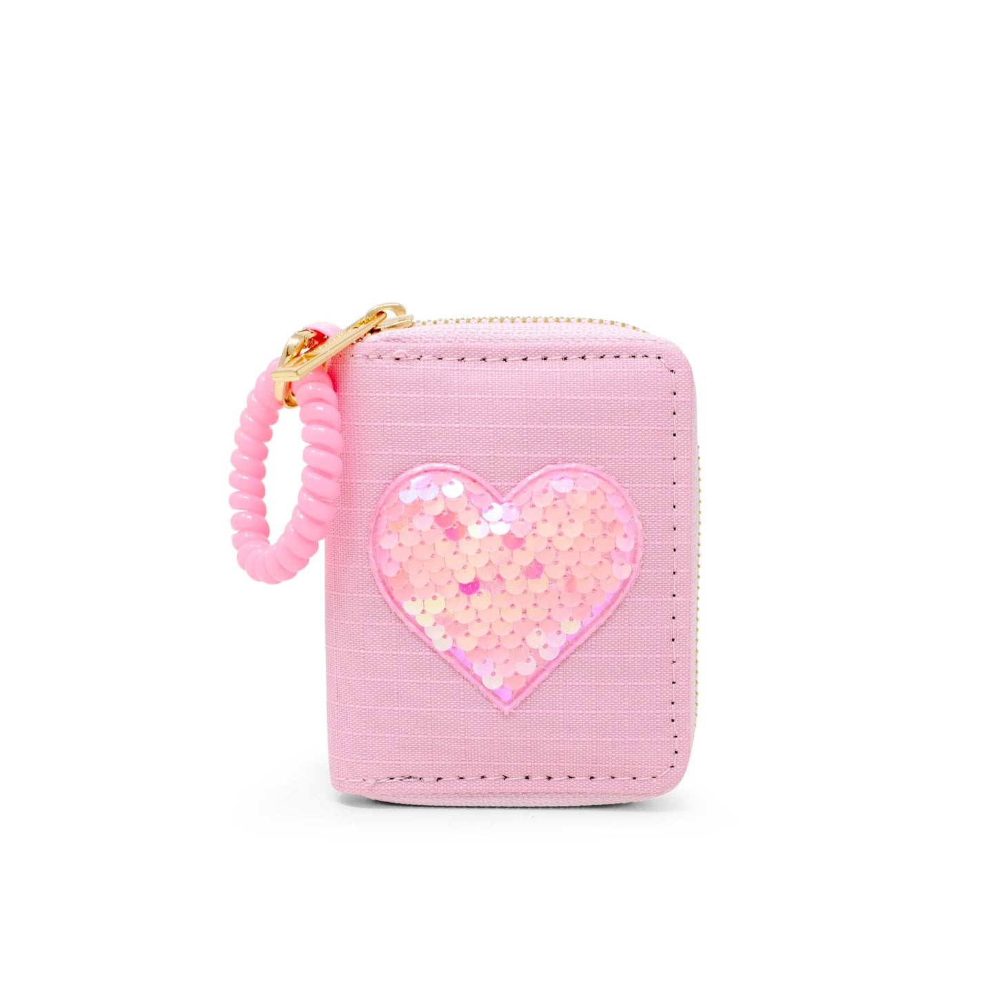 Blue Sequin Heart Spiral Strap Wallet