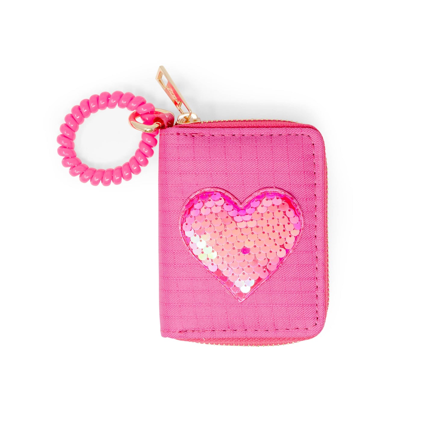 Blue Sequin Heart Spiral Strap Wallet