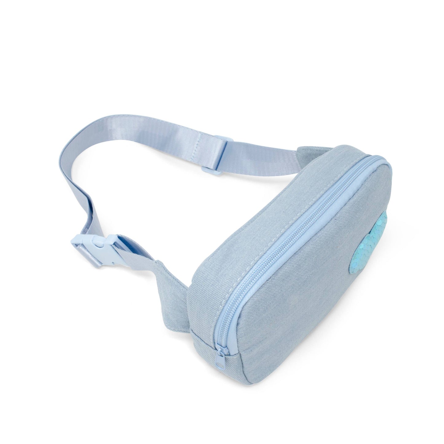 Blue Denim Sequin Heart Crossbody Bag