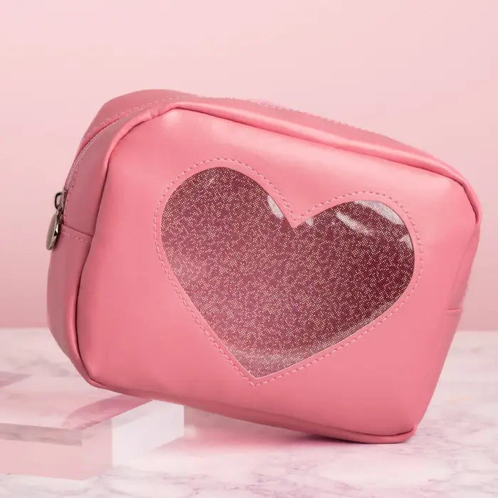 Pink Heart Cosmetic Bag